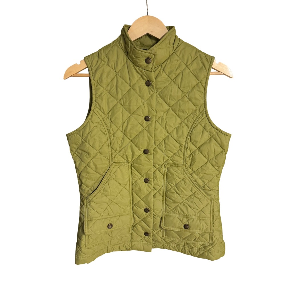 C.C. Filson Co Seattle Quilted Vest Womens‎ XS Green Snap Front Pockets Layering